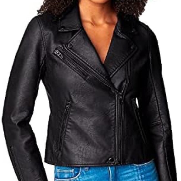 Blank NYC Moto Jacket Women’s Small Black Vegan Faux Leather Grunge Zippers Goth - Picture 3 of 17